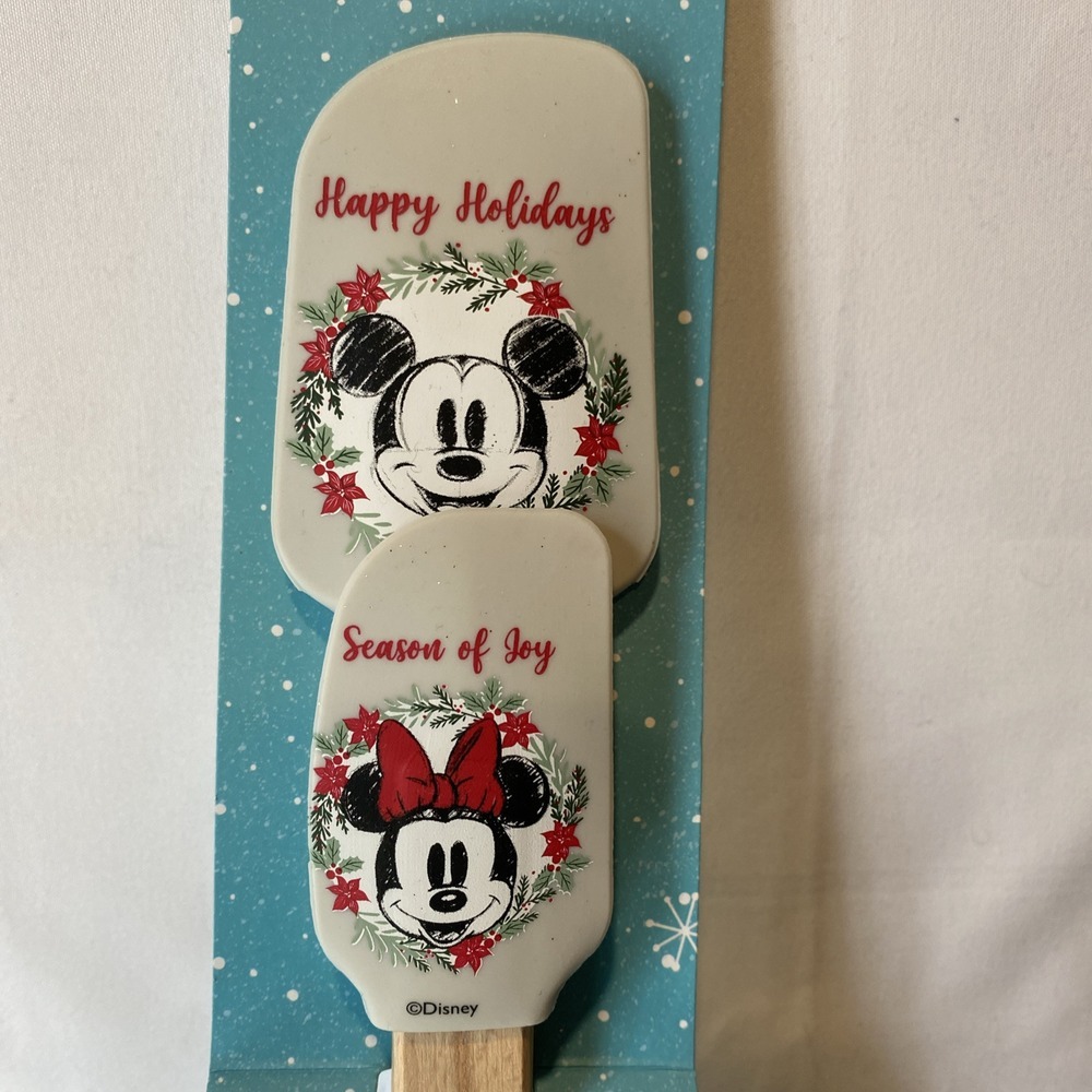 Brand New Disney Mickey & Minnie Mouse Holiday 2 Pack Silicone Spatula Set